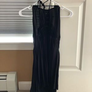 Black Scooped Neck Roxy Short Dress